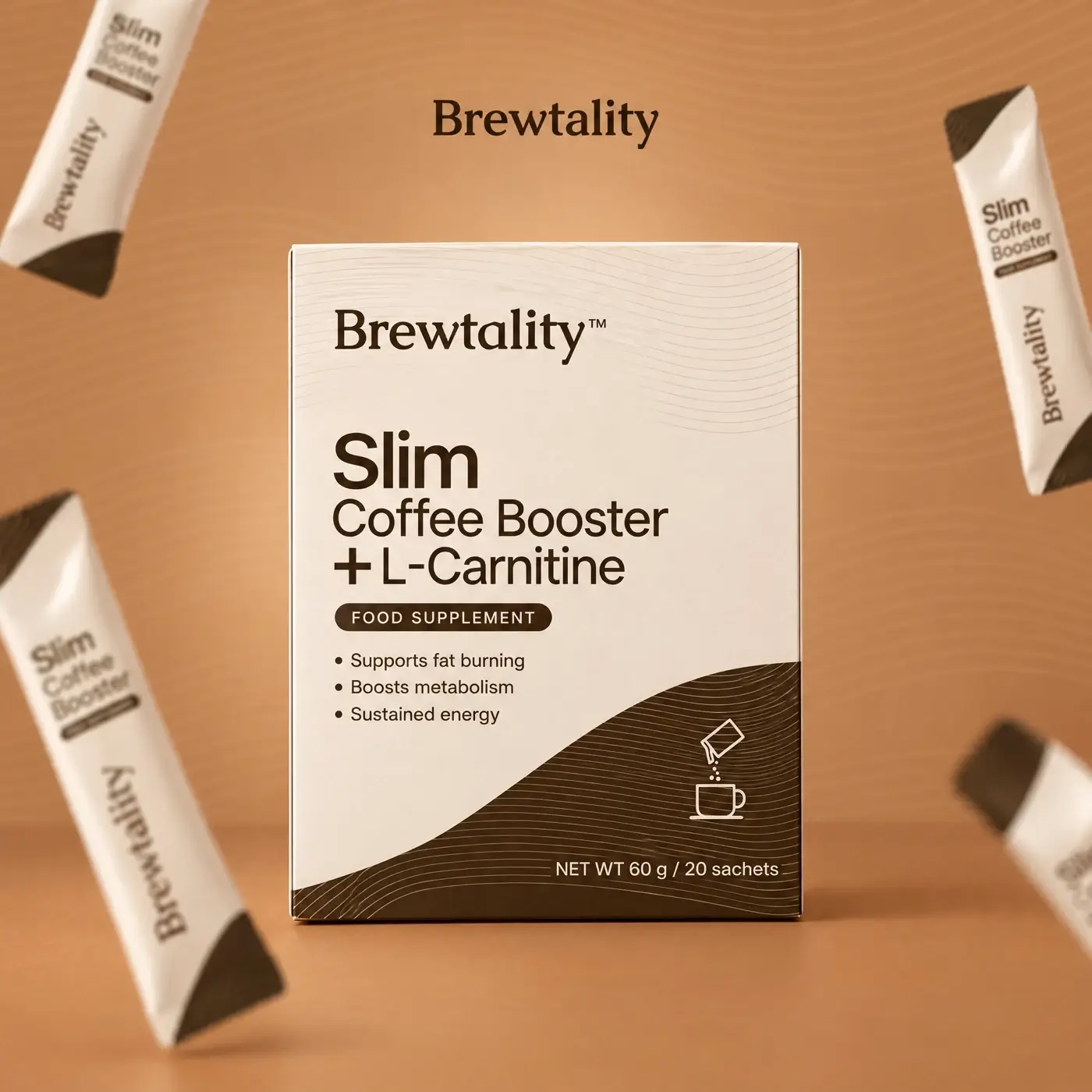 Brewtality Slim Coffee Booster box with floating sachets